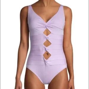 Carmen Marc Valvo Purple Knotted Bathing Suit